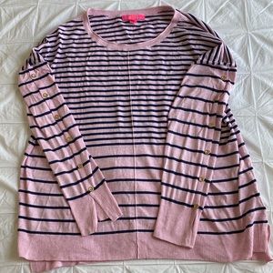 Lilly Pulitzer pink and navy striped sweater